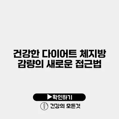건강한 다이어트 체지방 감량의 새로운 접근법