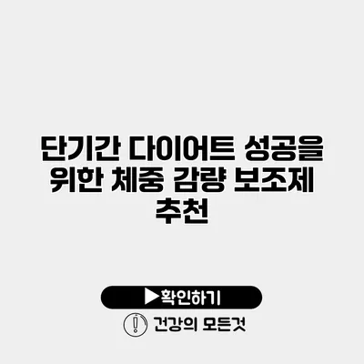 단기간 다이어트 성공을 위한 체중 감량 보조제 추천