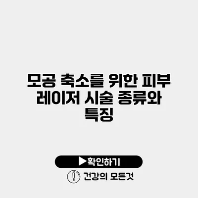 모공 축소를 위한 피부 레이저 시술 종류와 특징