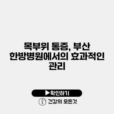 목부위 통증, 부산 한방병원에서의 효과적인 관리