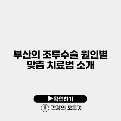 부산의 조루수술 원인별 맞춤 치료법 소개