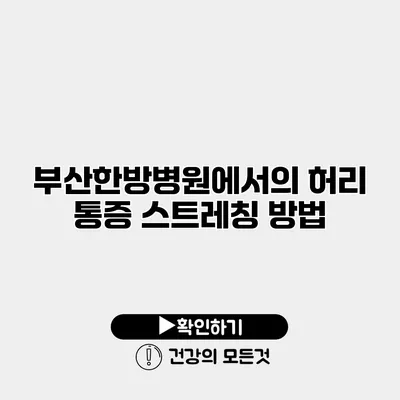 부산한방병원에서의 허리 통증 스트레칭 방법