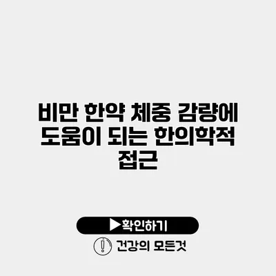 비만 한약 체중 감량에 도움이 되는 한의학적 접근