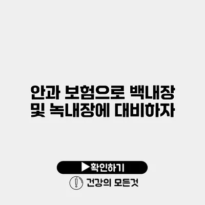 안과 보험으로 백내장 및 녹내장에 대비하자