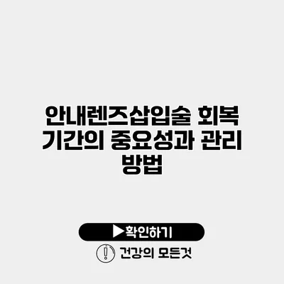 안내렌즈삽입술 회복 기간의 중요성과 관리 방법