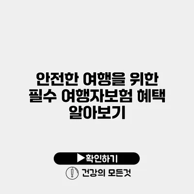 안전한 여행을 위한 필수 여행자보험 혜택 알아보기