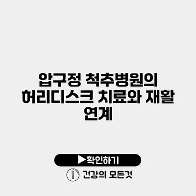 압구정 척추병원의 허리디스크 치료와 재활 연계