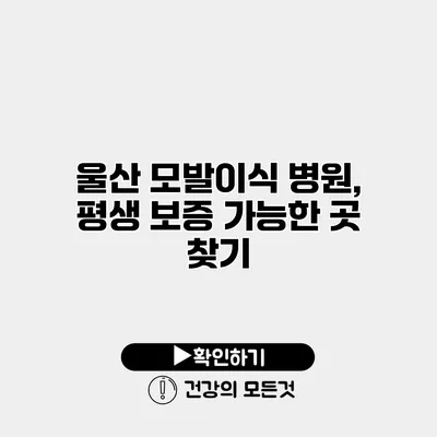 울산 모발이식 병원, 평생 보증 가능한 곳 찾기