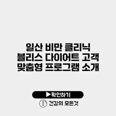 일산 비만 클리닉 블리스 다이어트 고객 맞춤형 프로그램 소개