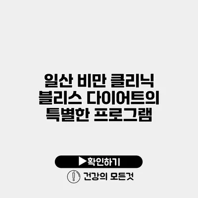 일산 비만 클리닉 블리스 다이어트의 특별한 프로그램