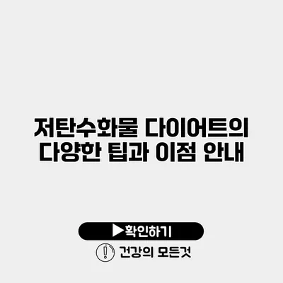 저탄수화물 다이어트의 다양한 팁과 이점 안내