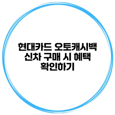현대카드 오토캐시백 신차 구매 시 혜택 확인하기