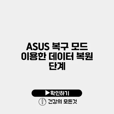ASUS 복구 모드 이용한 데이터 복원 단계
