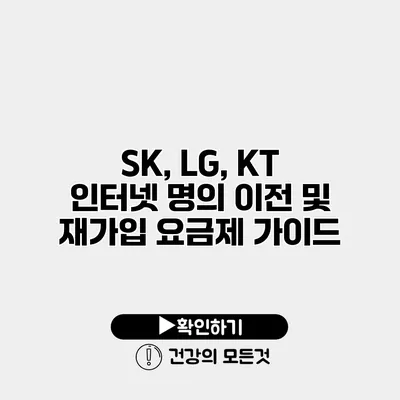 SK, LG, KT 인터넷 명의 이전 및 재가입 요금제 가이드