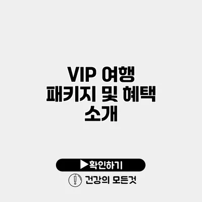 VIP 여행 패키지 및 혜택 소개