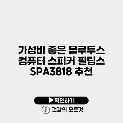 가성비 좋은 블루투스 컴퓨터 스피커 필립스 SPA3818 추천