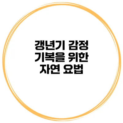 갱년기 감정 기복을 위한 자연 요법