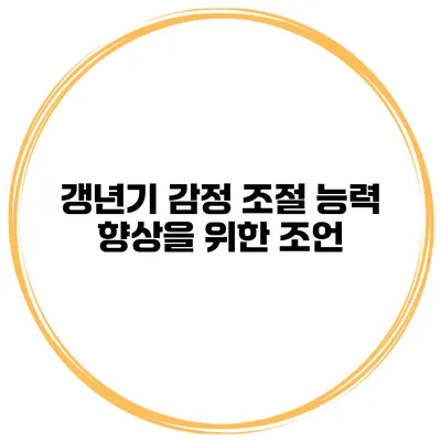 갱년기 감정 조절 능력 향상을 위한 조언