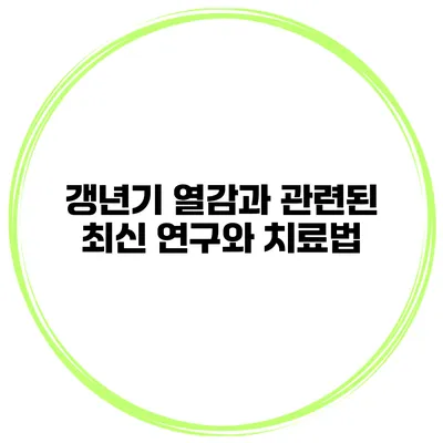 갱년기 열감과 관련된 최신 연구와 치료법