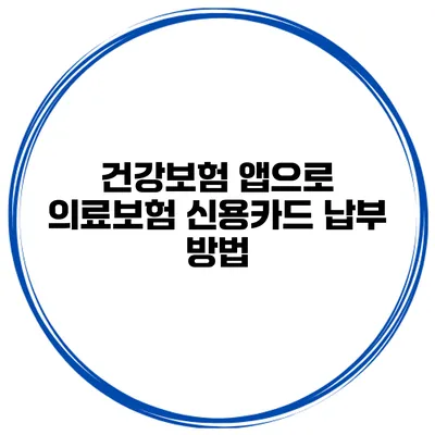 건강보험 앱으로 의료보험 신용카드 납부 방법