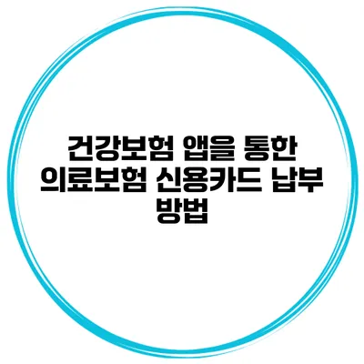 건강보험 앱을 통한 의료보험 신용카드 납부 방법