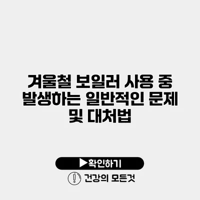 겨울철 보일러 사용 중 발생하는 일반적인 문제 및 대처법