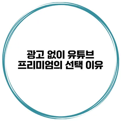 광고 없이 유튜브 프리미엄의 선택 이유