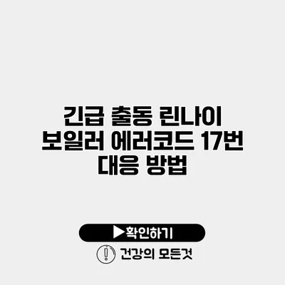 긴급 출동 린나이 보일러 에러코드 17번 대응 방법
