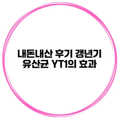 내돈내산 후기 갱년기 유산균 YT1의 효과