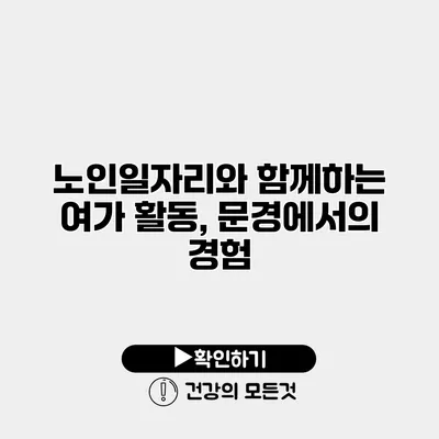 노인일자리와 함께하는 여가 활동, 문경에서의 경험