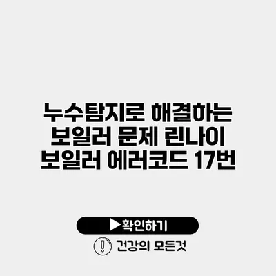 누수탐지로 해결하는 보일러 문제 린나이 보일러 에러코드 17번
