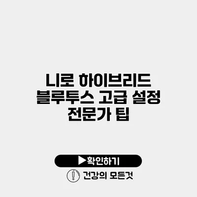 니로 하이브리드 블루투스 고급 설정 전문가 팁