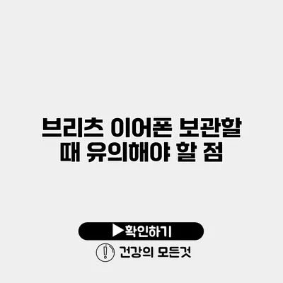 브리츠 이어폰 보관할 때 유의해야 할 점