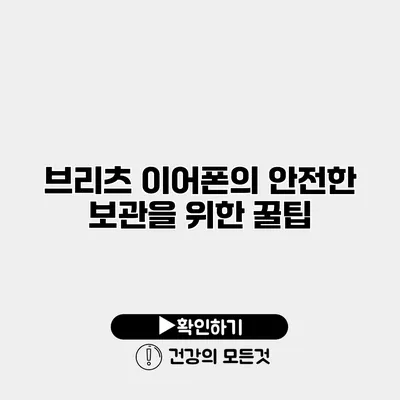 브리츠 이어폰의 안전한 보관을 위한 꿀팁