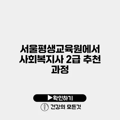 서울평생교육원에서 사회복지사 2급 추천 과정