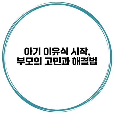 아기 이유식 시작, 부모의 고민과 해결법