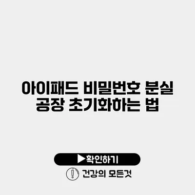 아이패드 비밀번호 분실 공장 초기화하는 법