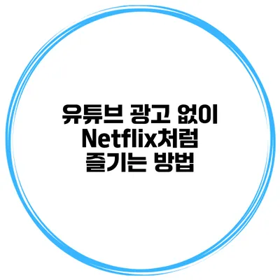 유튜브 광고 없이 Netflix처럼 즐기는 방법