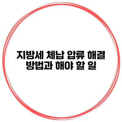 지방세 체납 압류 해결 방법과 해야 할 일