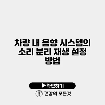 차량 내 음향 시스템의 소리 분리 재생 설정 방법