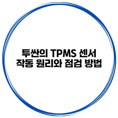 투싼의 TPMS 센서 작동 원리와 점검 방법
